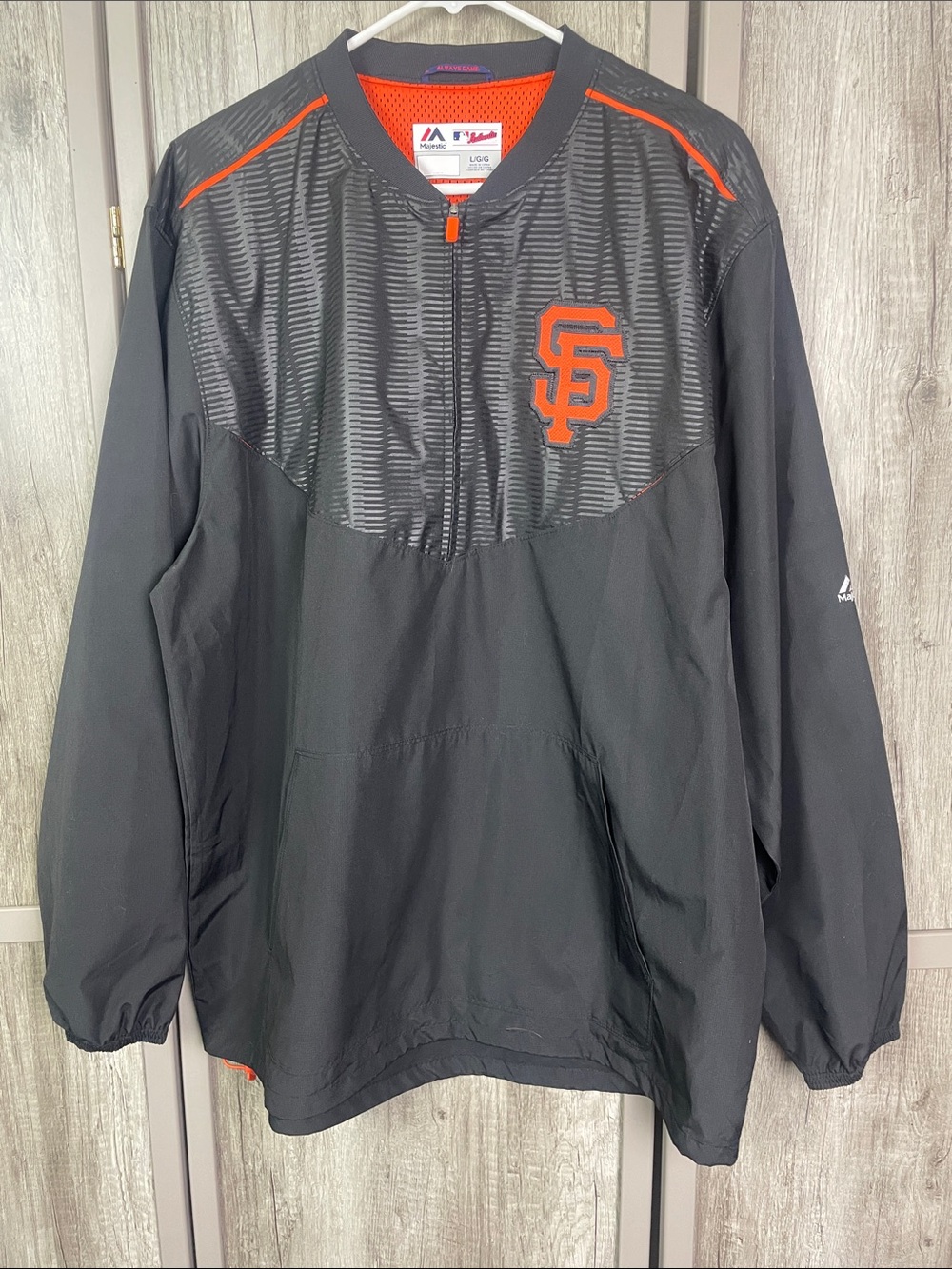 Majestic San Francisco Giants black half-zip pullover windbreaker men's L
